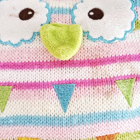Kids Owl Ribbed Rattle Stuffed Animal Stripes Pink - Picture 3 of 5